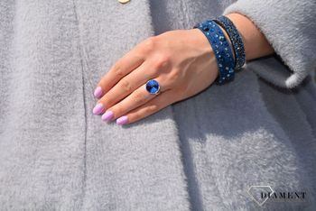 Bransoletka damska Swarovski granatowy kryszta. Bransoletka wykonana z czarnej Alcantary® oraz ekskluzywnych kryształów Swarovski® crystals  (3).JPG